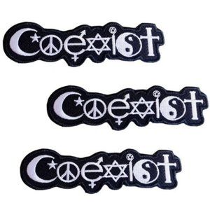 NEW 3-PACK COEXIST IRON ON PATCHES EMBROIDERED BADGES